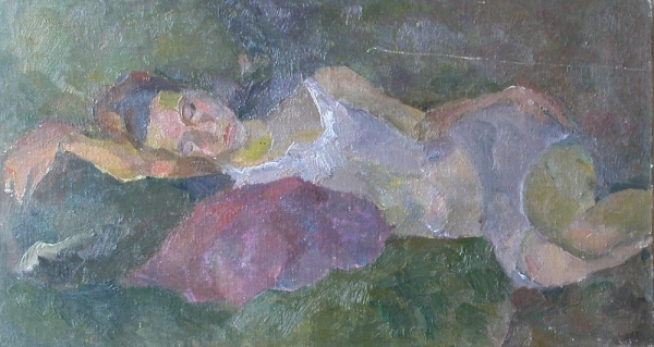 1974 "Спящая Лена"
Ключевые слова: мара даугавиете,живопись,портрет