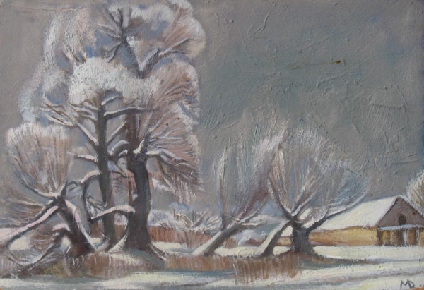 1974 "Зимние деревья в Почево"
Ключевые слова: пейзажи,таруса,мара даугавиете,живопись