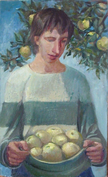 1999 "Автопортрет с яблоками"
Ключевые слова: мара даугавиете,живопись,портрет,автопортрет,латвия
