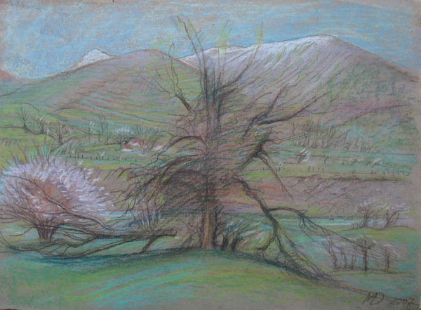 1987 "Весна в горах"
пастель
Ключевые слова: мара даугавиете,пейзаж,графика