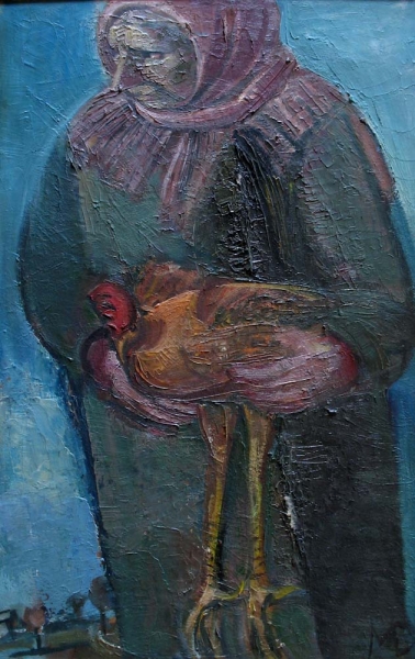 1989 "Старушка с петушком"
Ключевые слова: мара даугавиете,живопись,композиции,социум,портрет